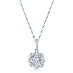 18ct White Gold Diamond Flower Cluster Pendant