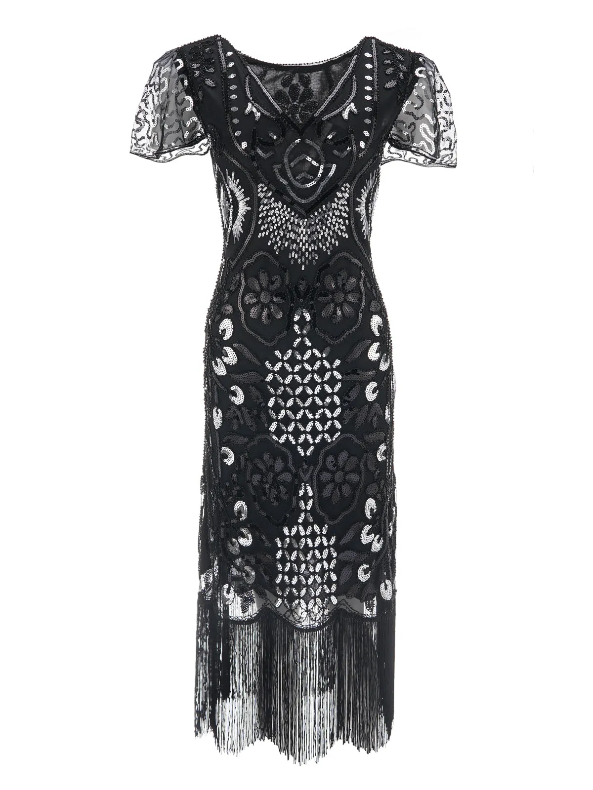 1920s Floral Tassel Sequined Dress