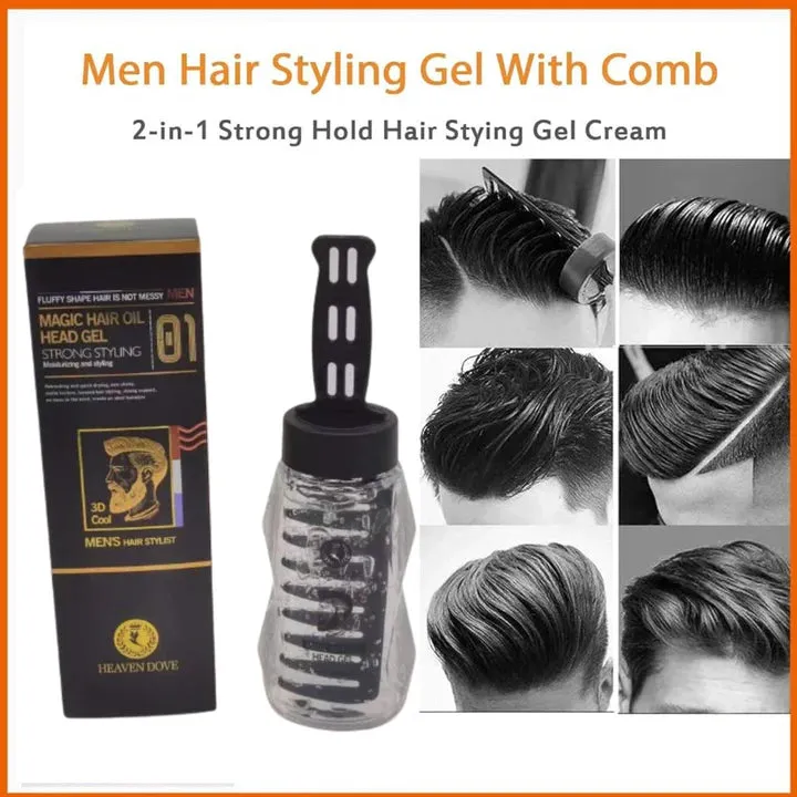 2-In-1 Hair Styling Strong Firm Hold Men's Comb Gel