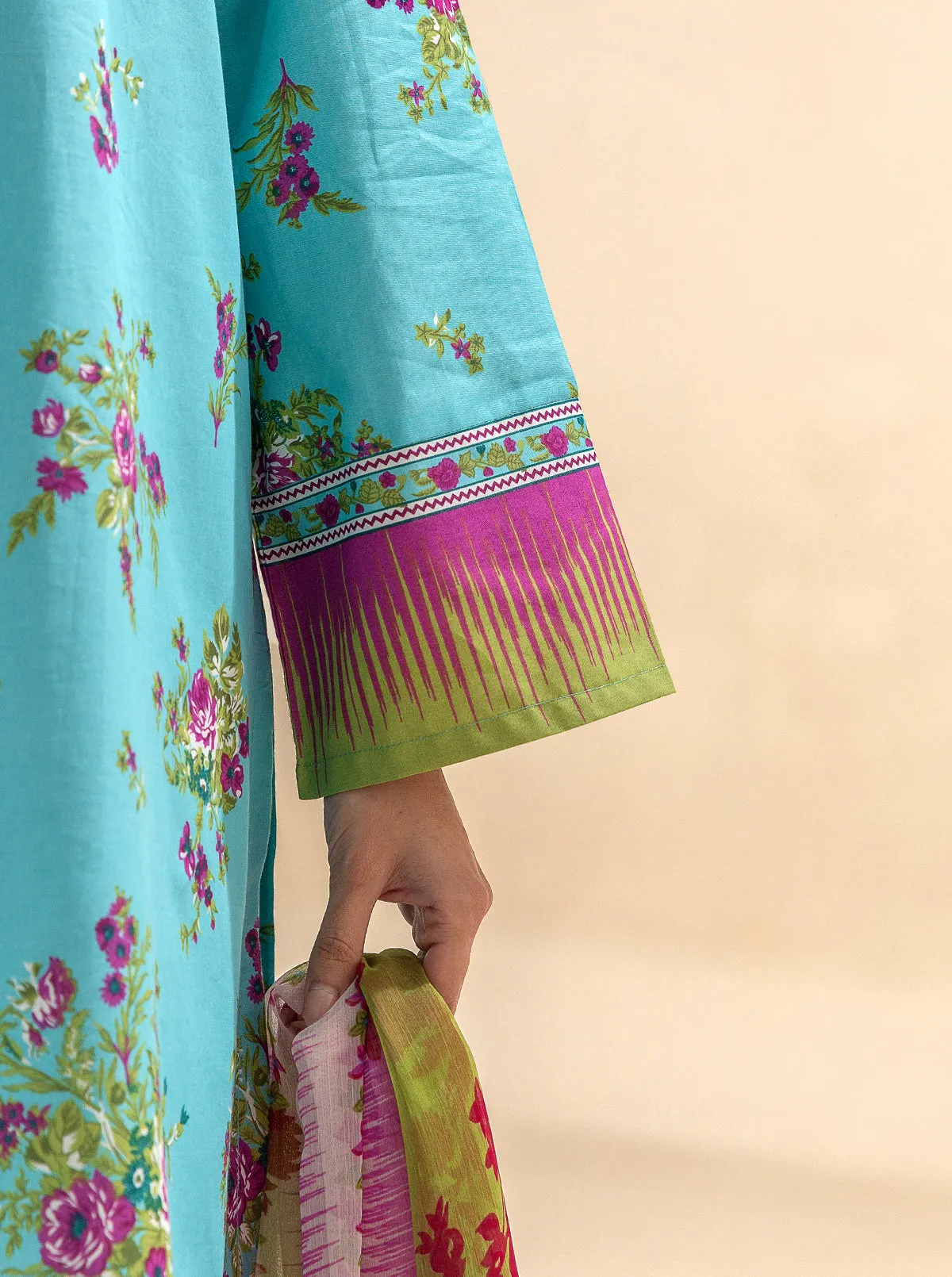 2 PIECE PRINTED LAWN SUIT-TENDER SKY