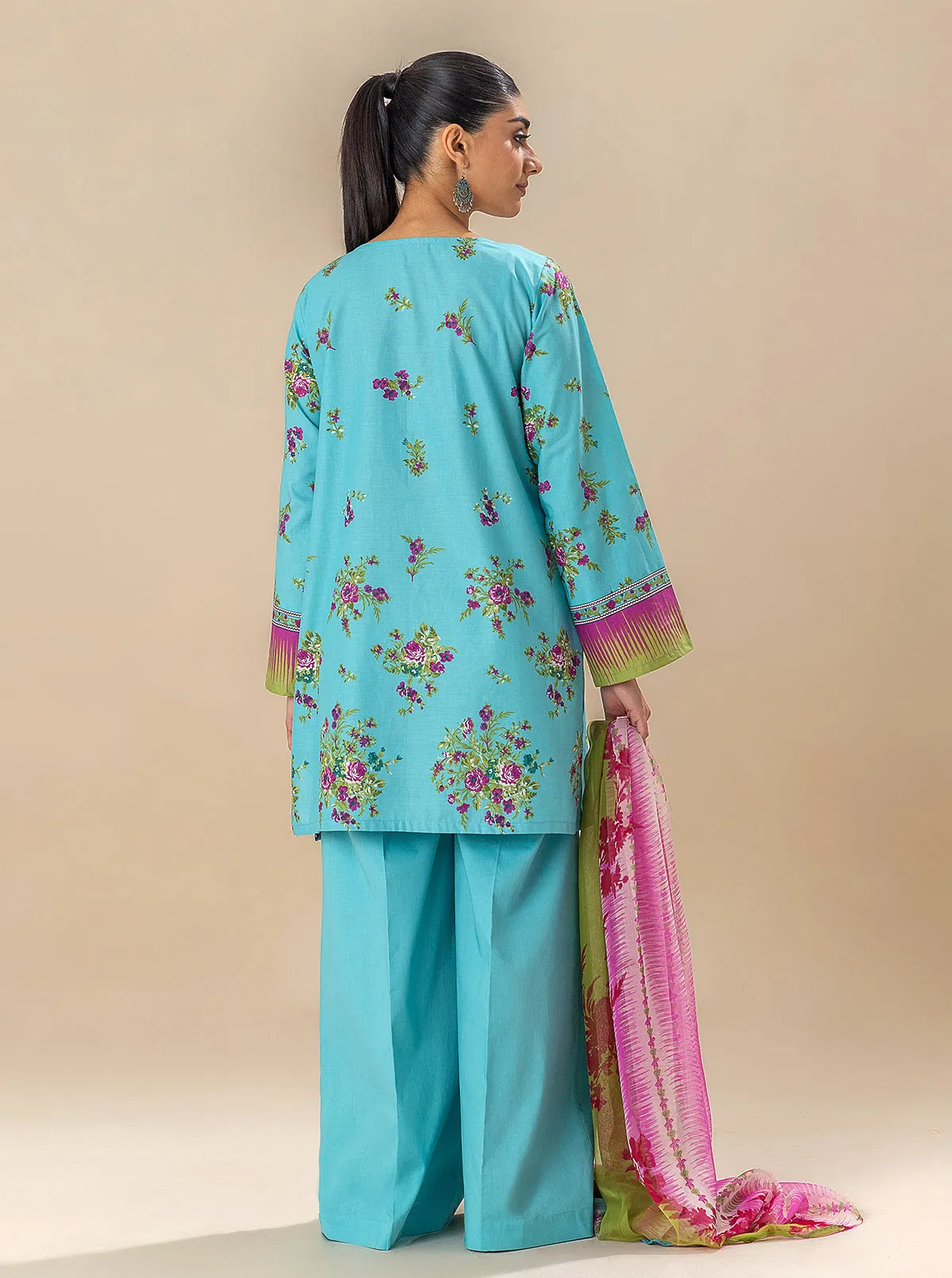 2 PIECE PRINTED LAWN SUIT-TENDER SKY