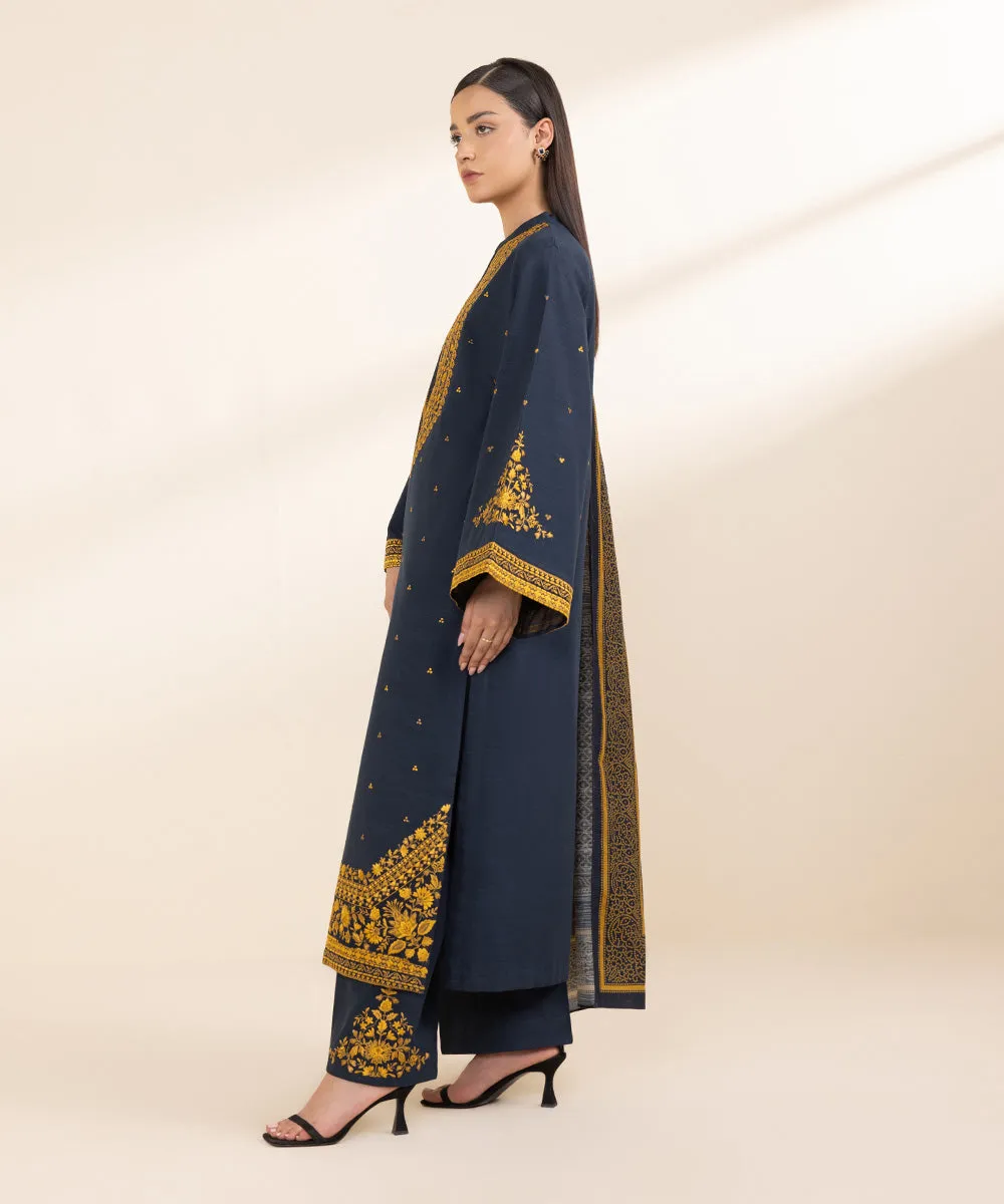 3 Piece - Embroidered Light Khaddar Suit