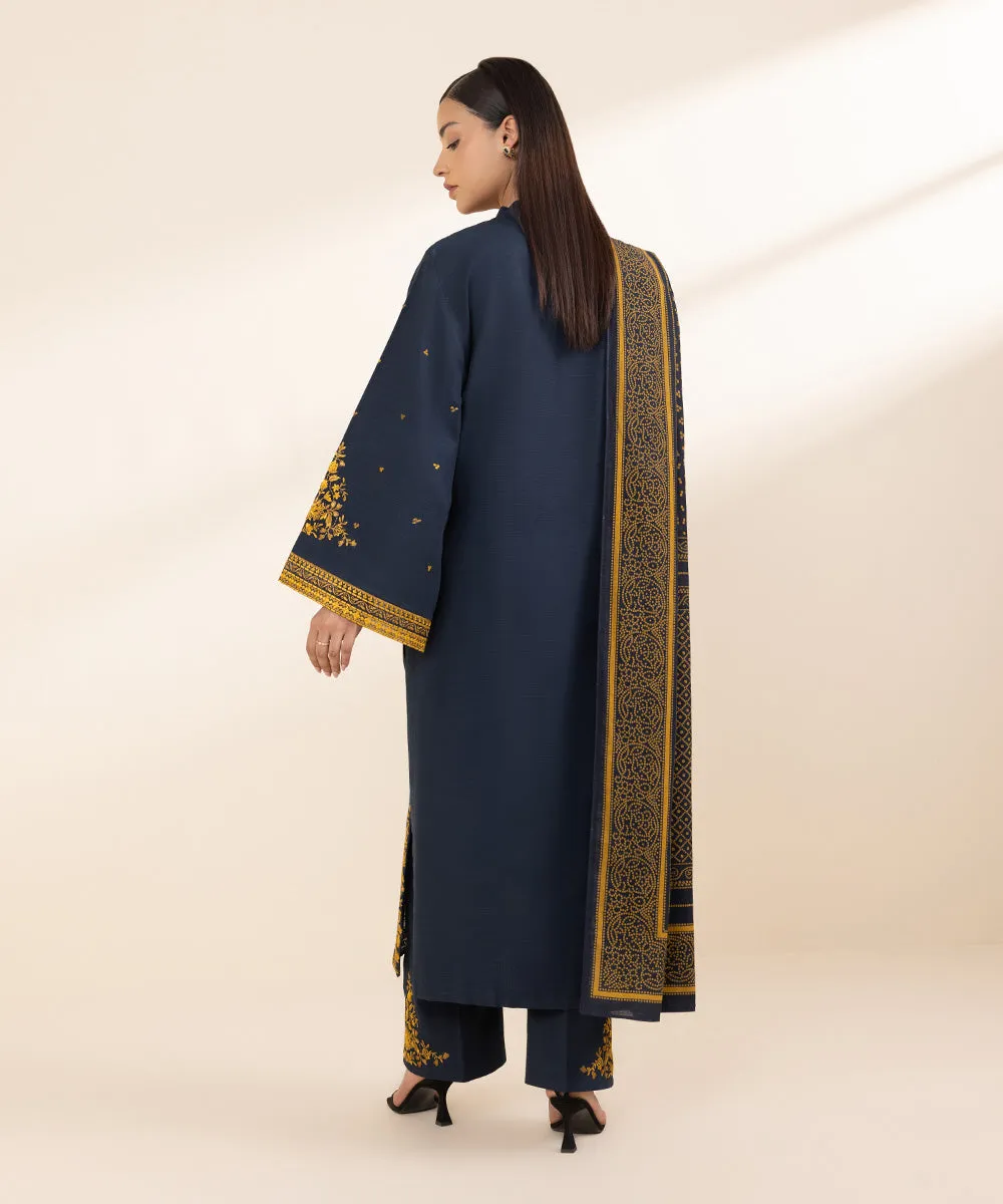 3 Piece - Embroidered Light Khaddar Suit