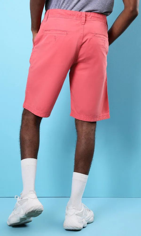 39820 Dark Salmon Summer Basic Shorts With Pockets