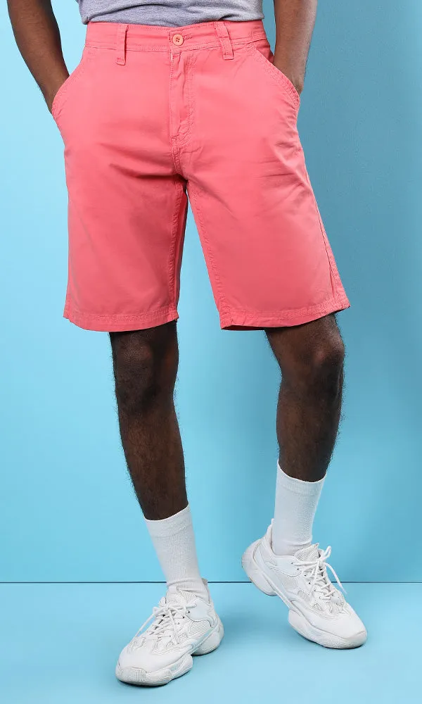 39820 Dark Salmon Summer Basic Shorts With Pockets