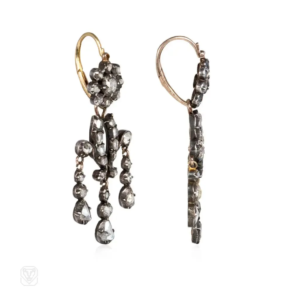 Antique diamond girandole earrings