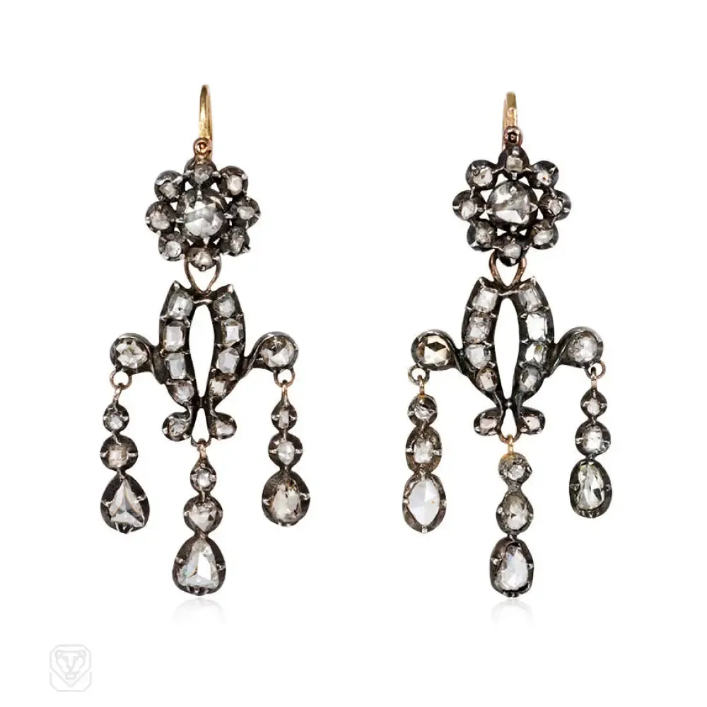 Antique diamond girandole earrings