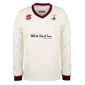 Ashton Keynes Cricket Club Junior's Ivory / Maroon Pro Performance Match Sweater