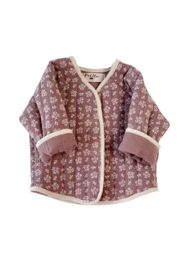 Baby & toddler quilted jacket / muslin branches - dark muave