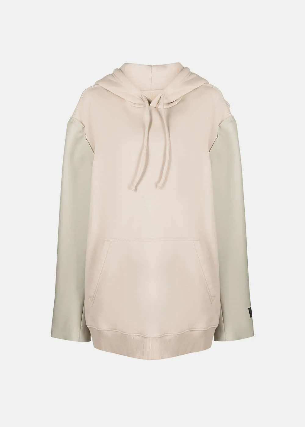 Beige Numbers-Motif Panelled Hoodie