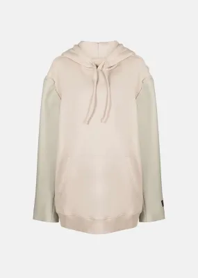 Beige Numbers-Motif Panelled Hoodie