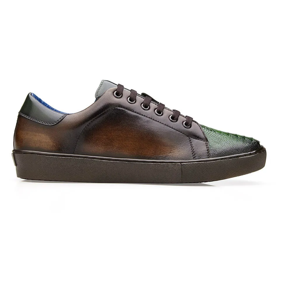 Belvedere Stone Chocolate Brown / Forest Ostrich & Calf Sneaker