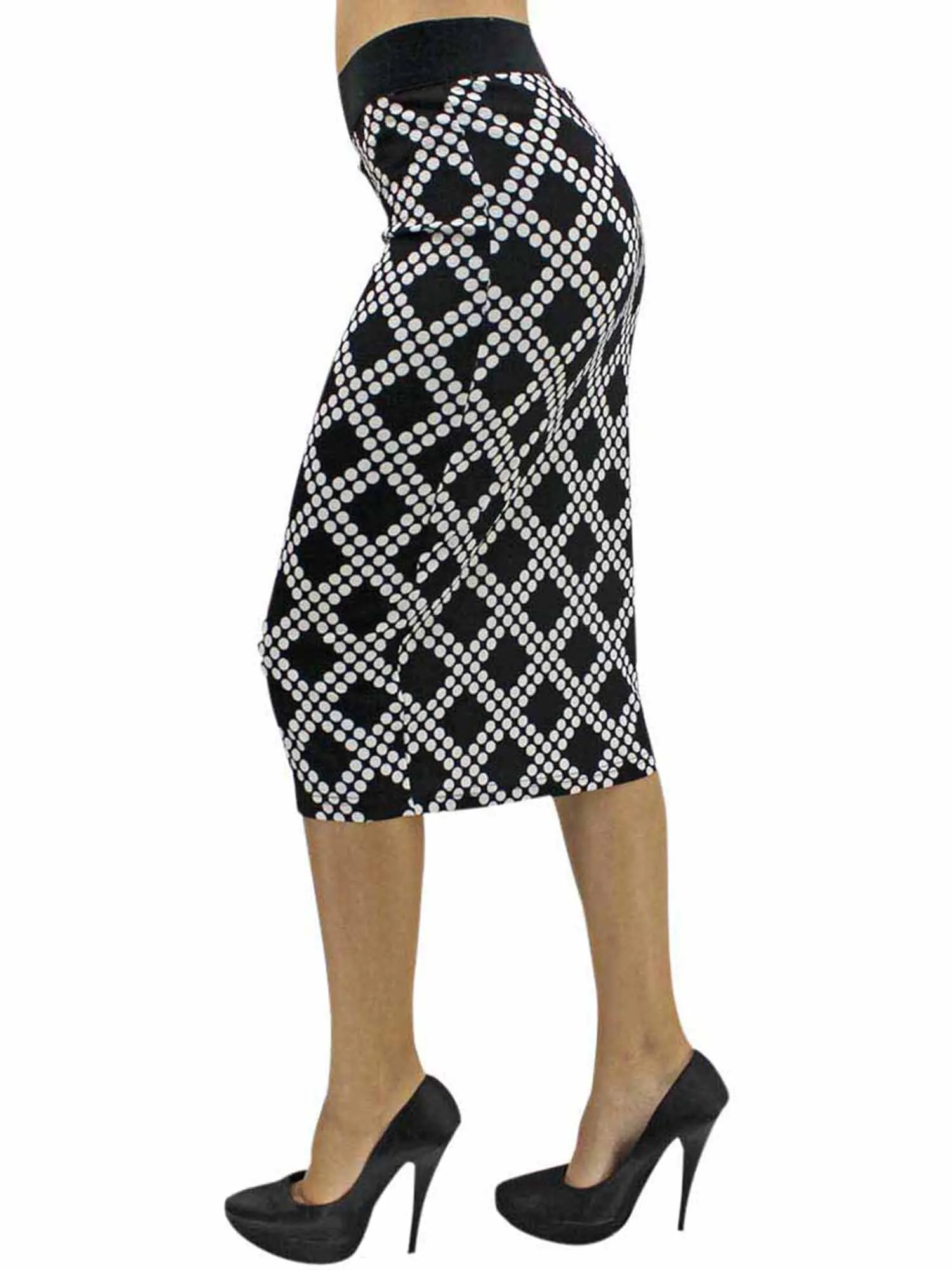 Black & White Diamond Print Pencil Skirt Size Small