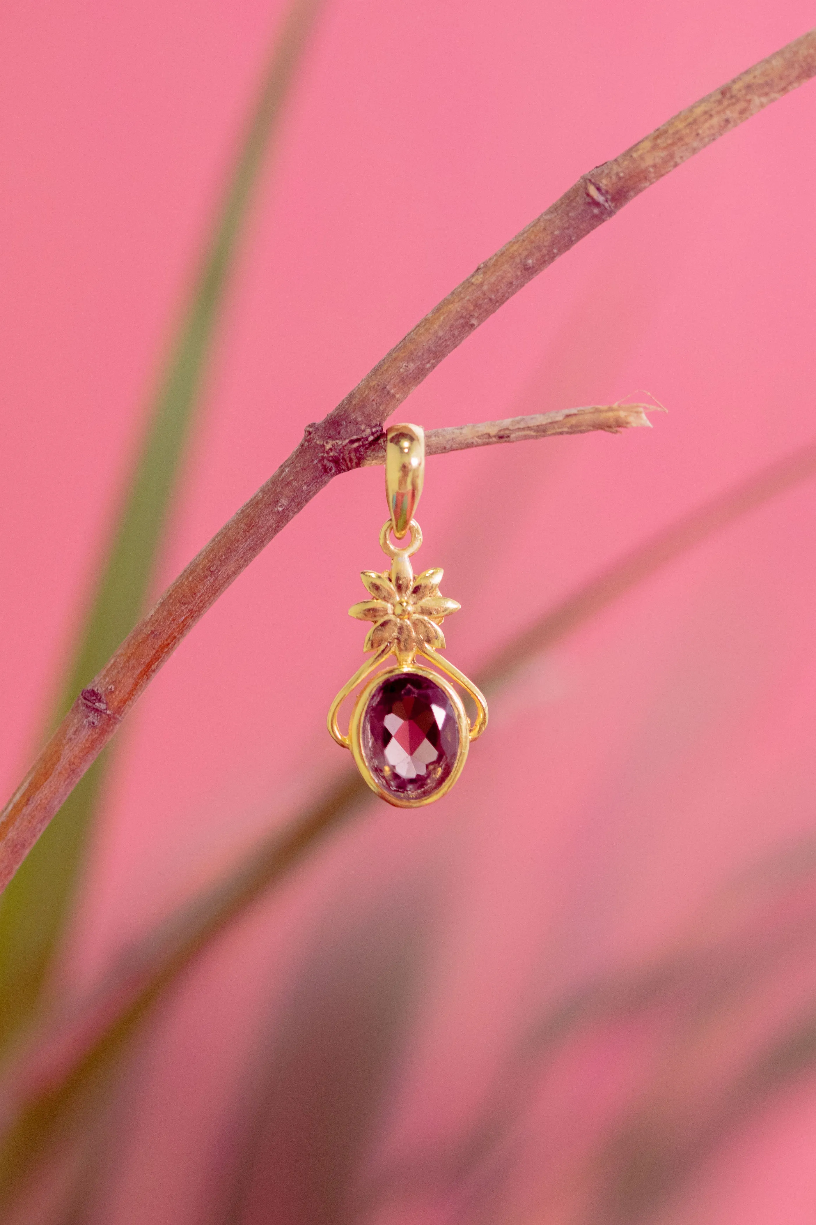 Bloom Flower Pendant Smoky Quartz