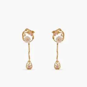 Blossom Veil Chain Elegance Silver Drop Earrings