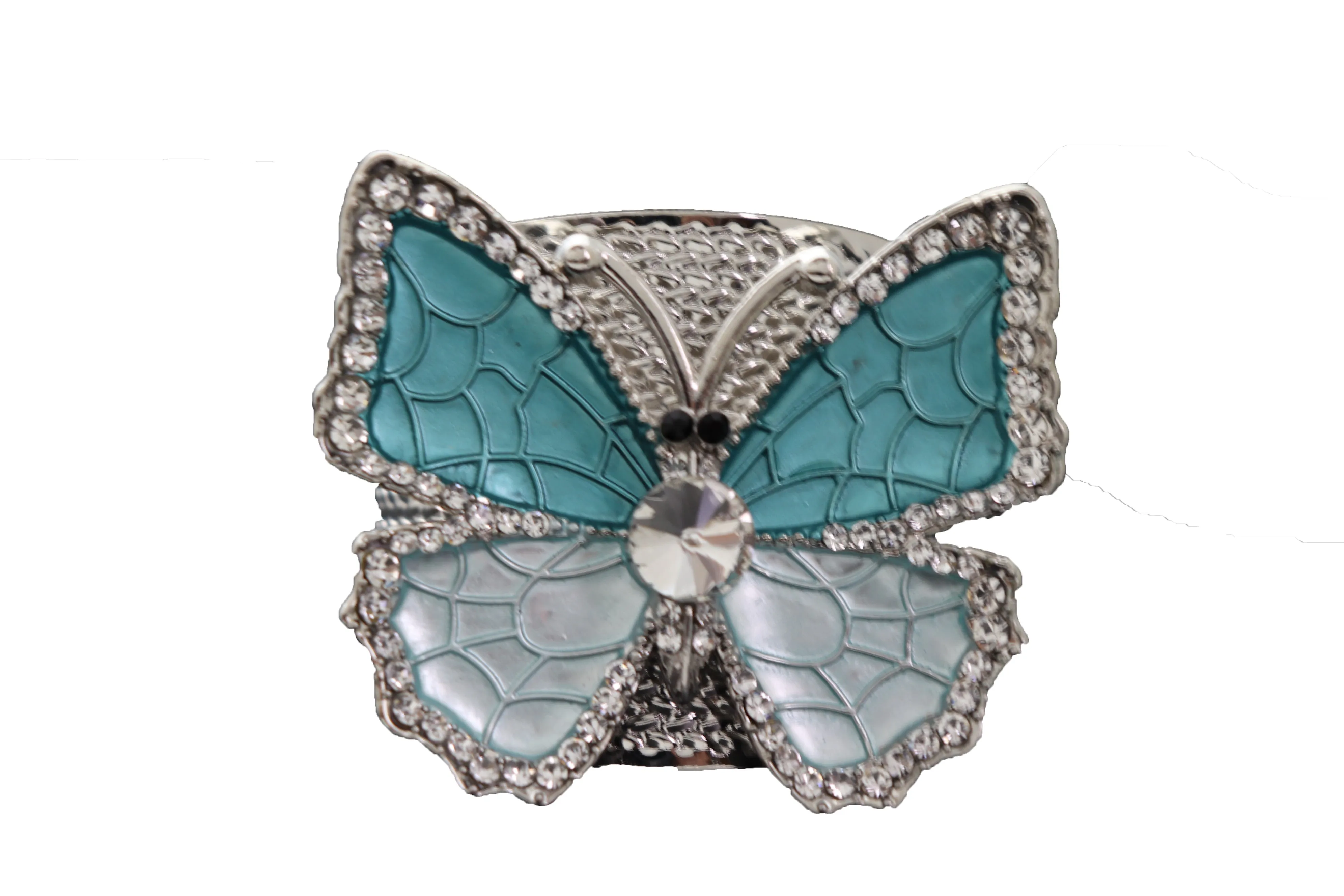 Blue Butterfly Silver Metal Cuff Bracelet Bling Dressy Fashion Hot Jewelry