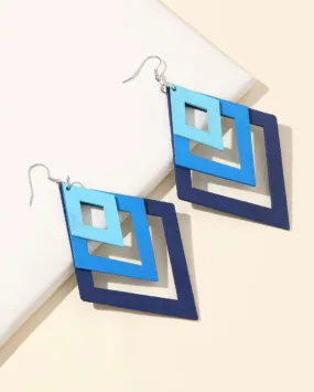 Blue Geometric Drop Earrings