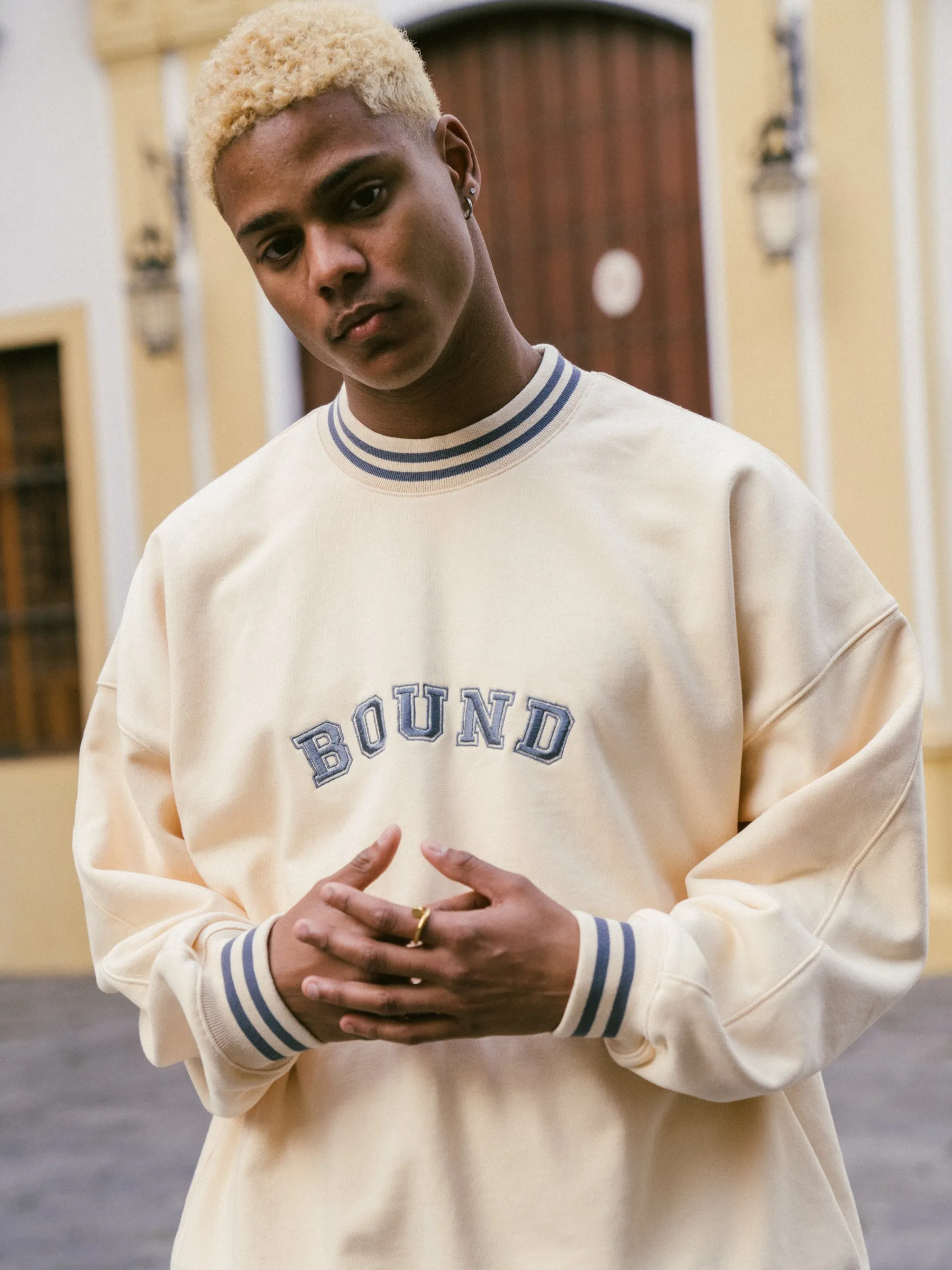 bound 'Varsity' Sweater - Natural