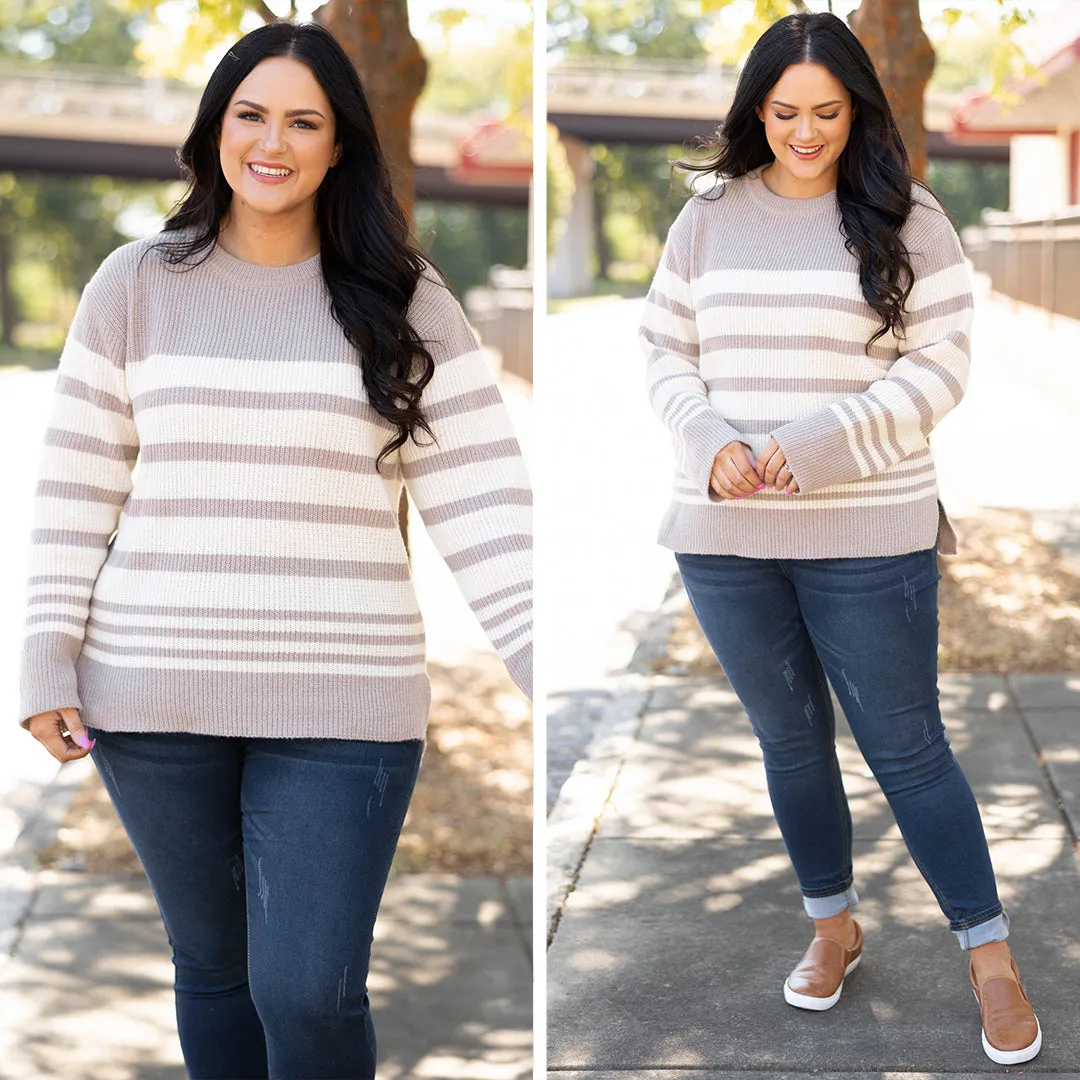 Boundless Faith Sweater, Taupe-Ivory