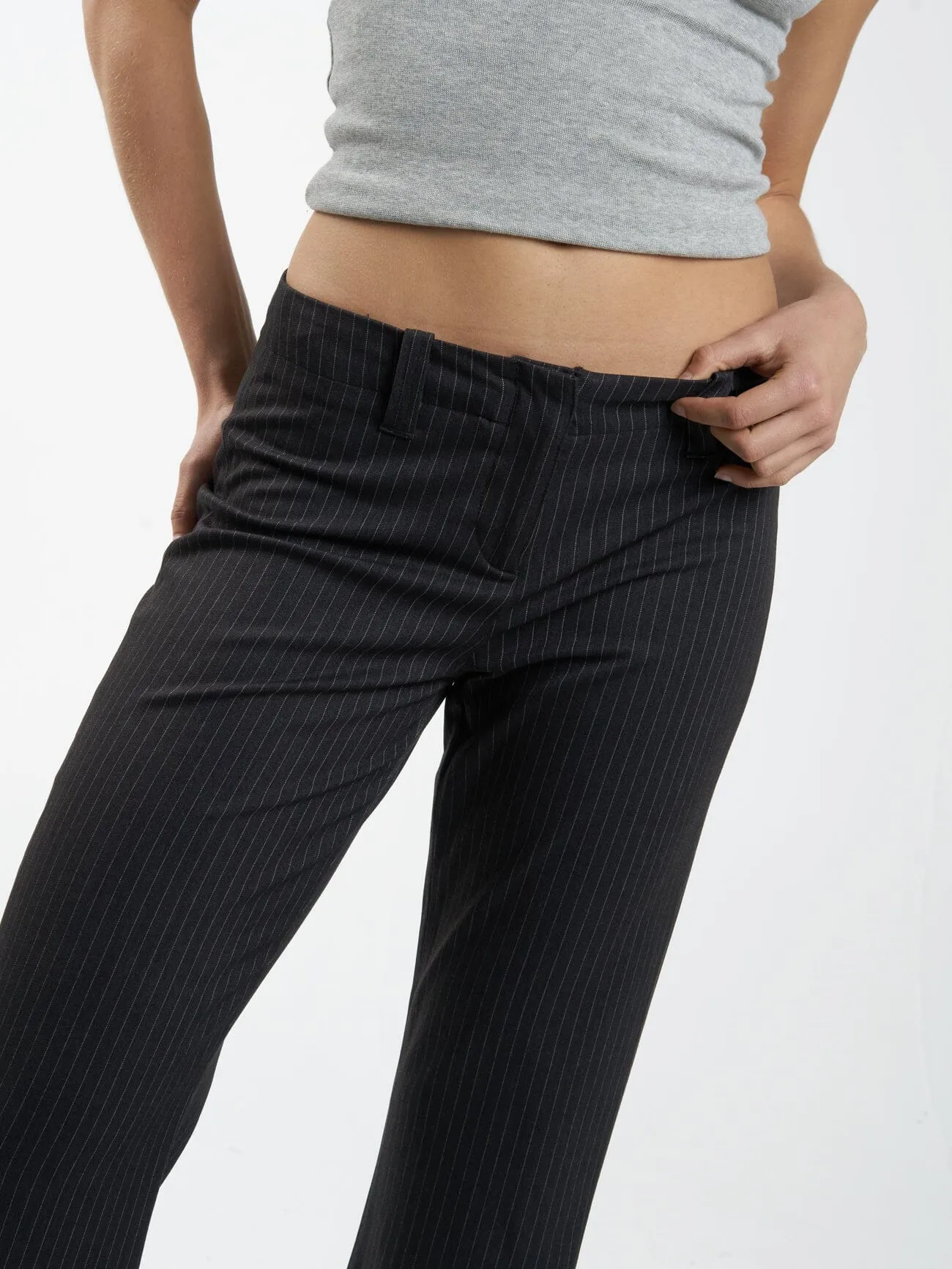 Brit Pinstripe Pant - Charcoal