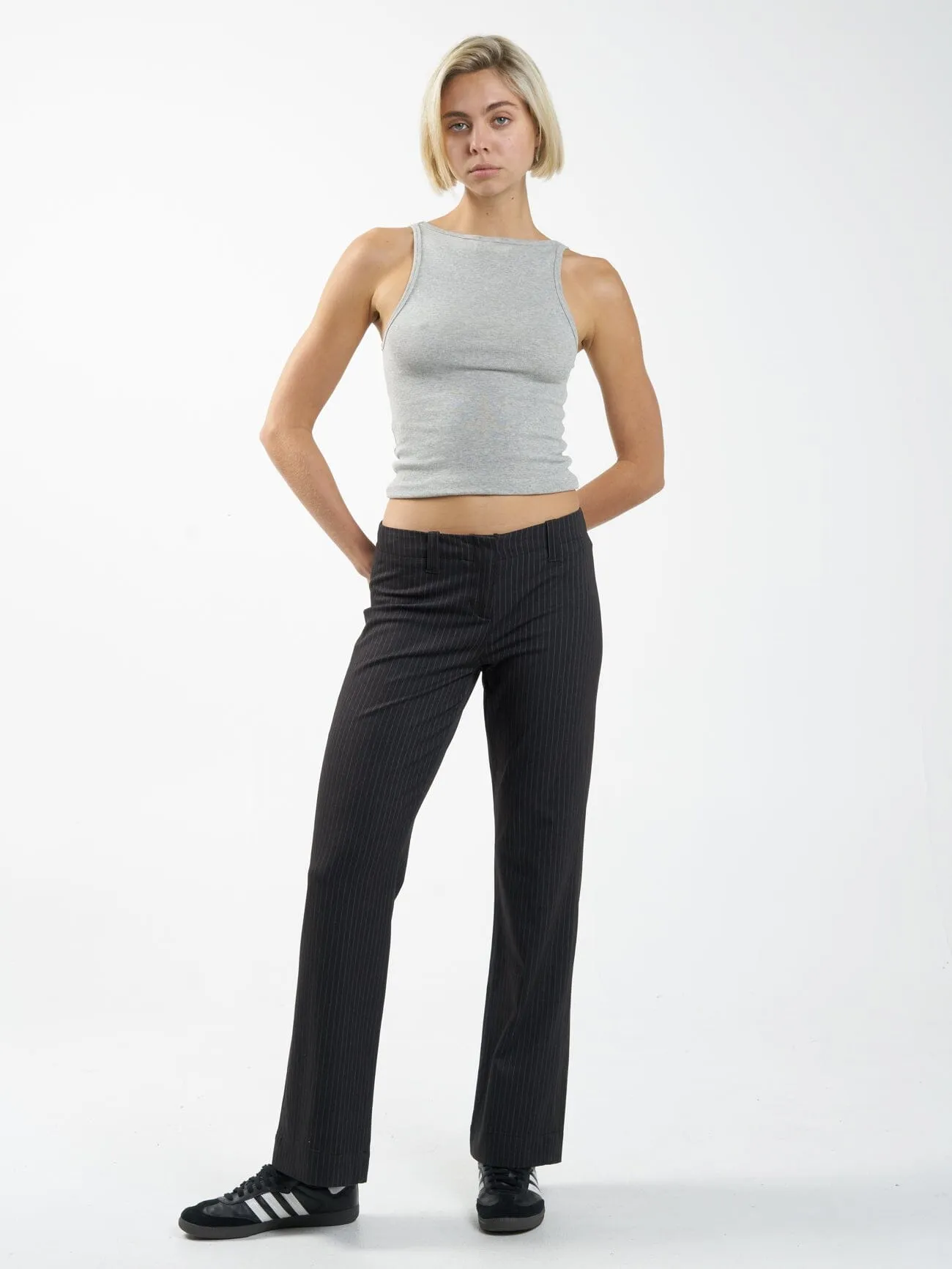 Brit Pinstripe Pant - Charcoal