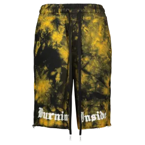 BURNING INSIDE KNIT SHORTS ORANGE/BLACK TIE DYE