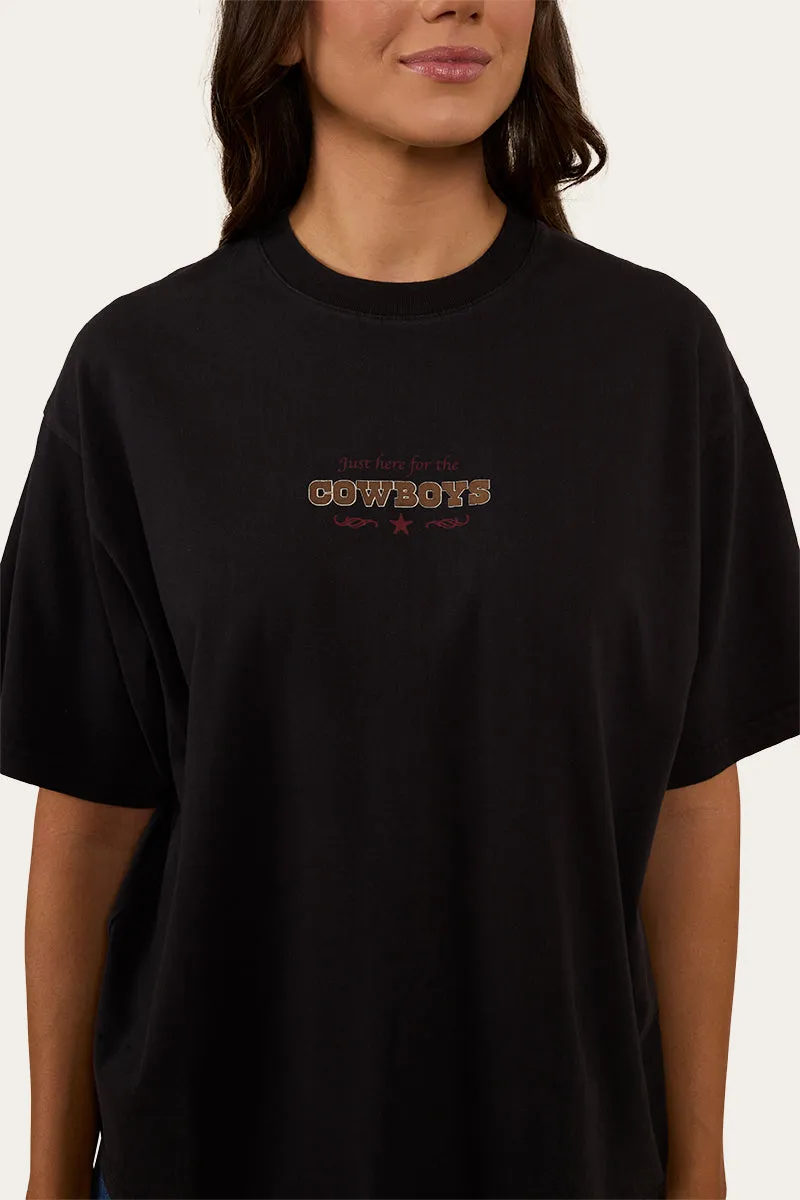 Cowboys Only Womens Oversized T-Shirt -Washed Black