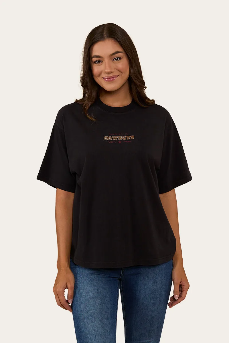 Cowboys Only Womens Oversized T-Shirt -Washed Black