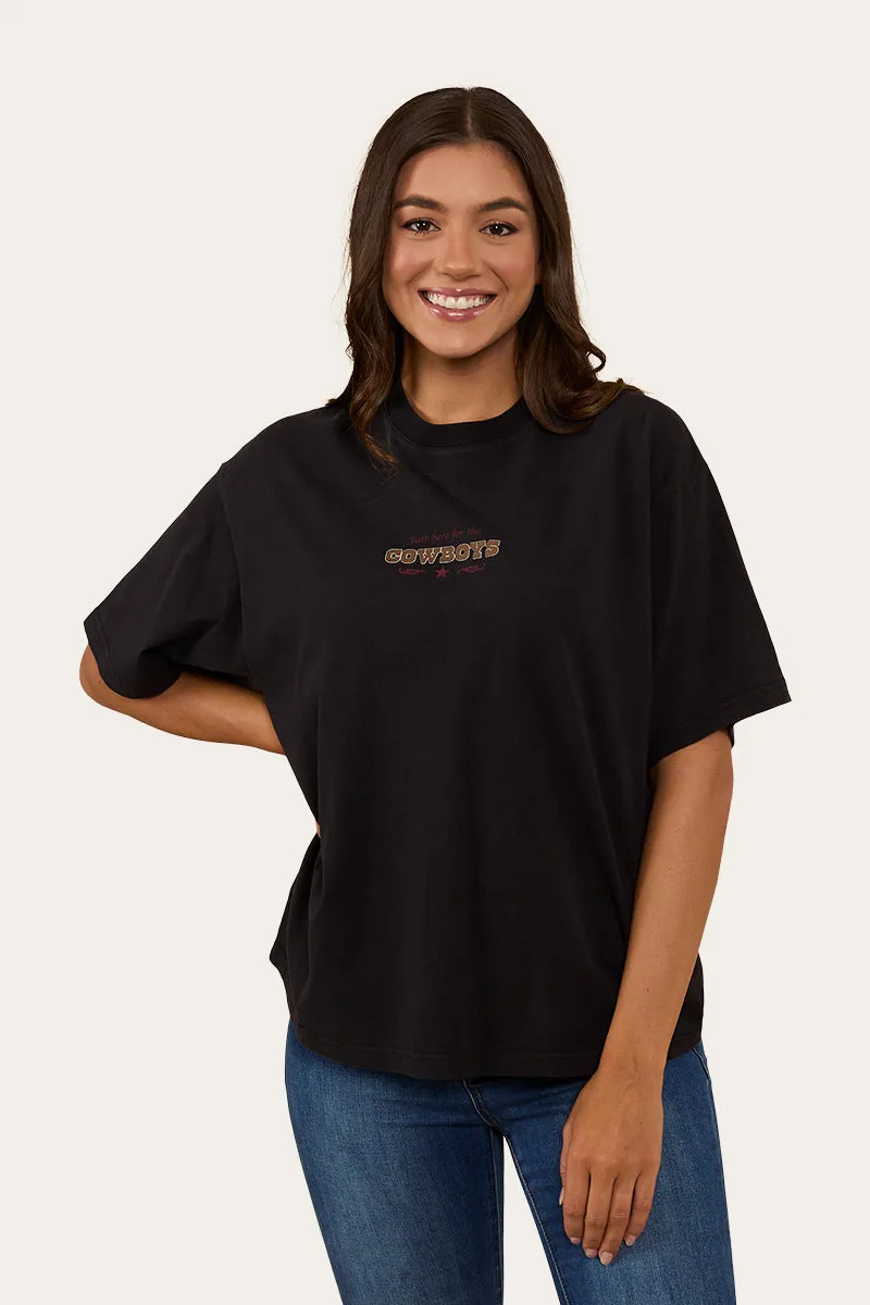 Cowboys Only Womens Oversized T-Shirt -Washed Black