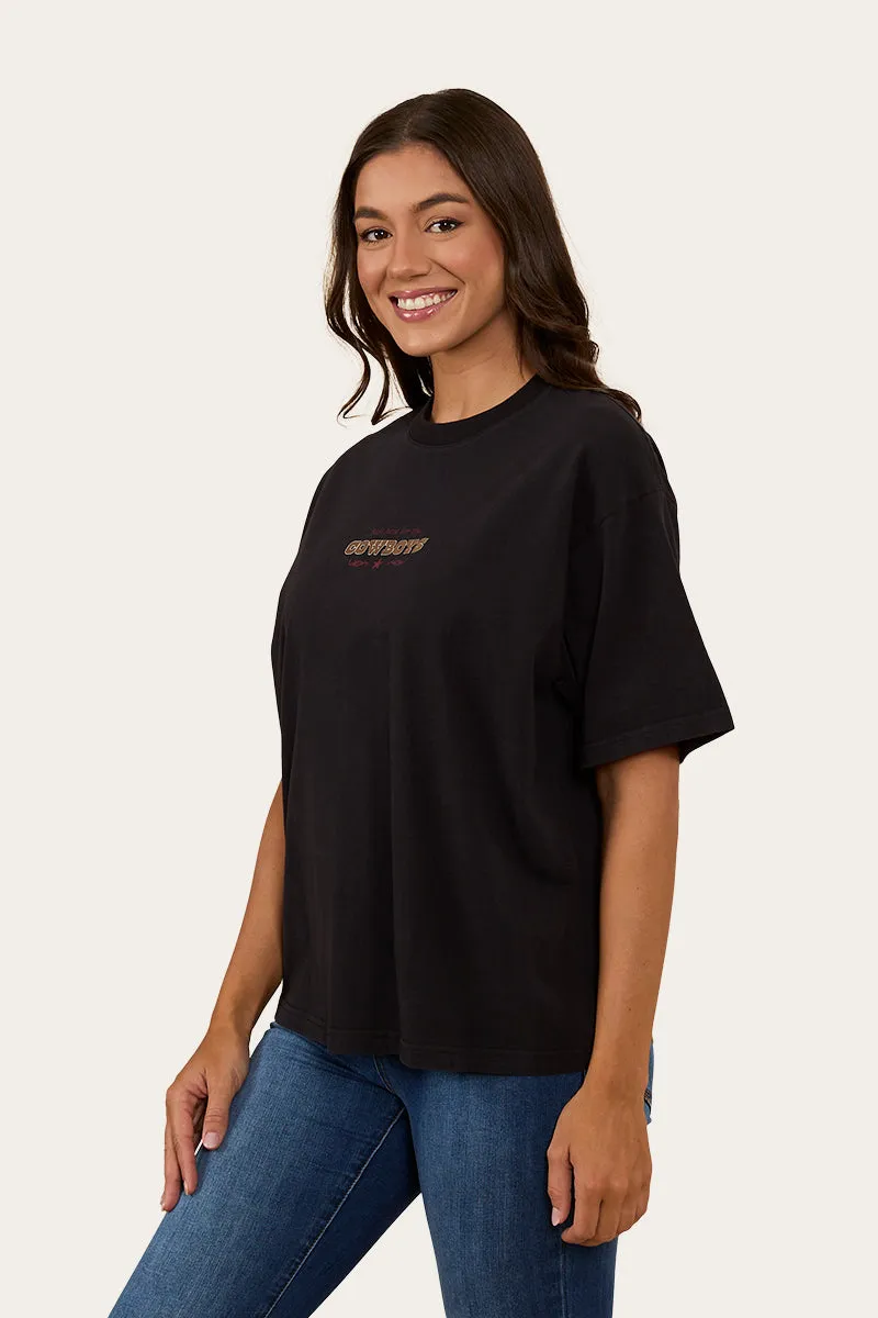 Cowboys Only Womens Oversized T-Shirt -Washed Black