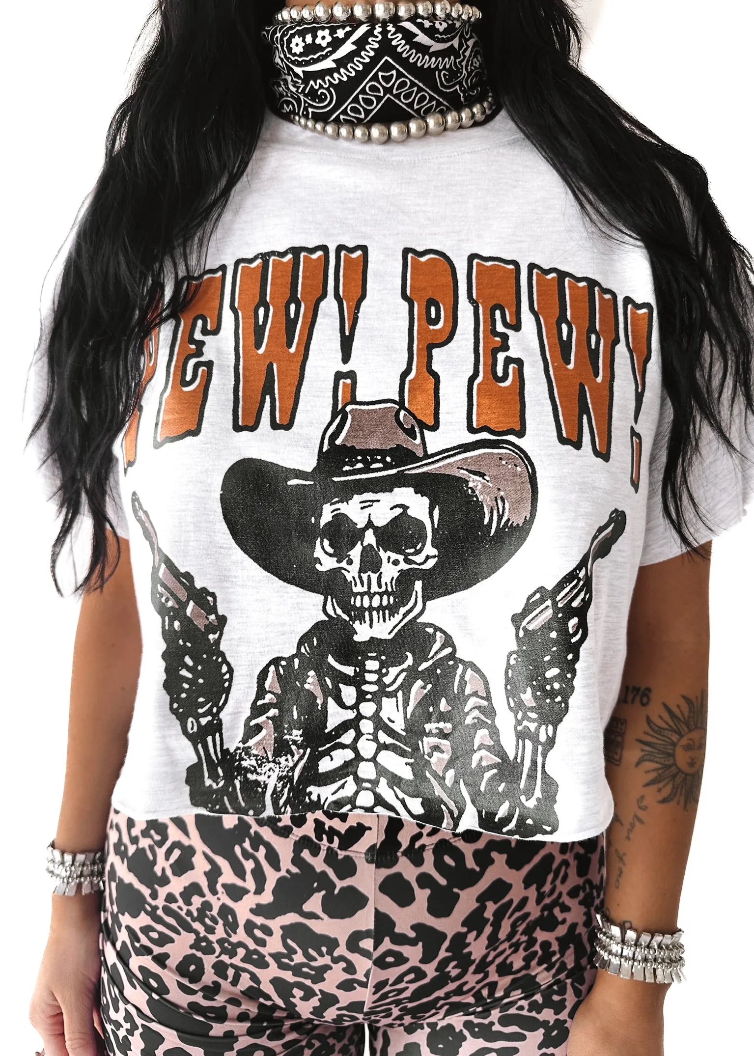 CROPPED PEW PEW NOT IN THE MOOD GRAPHIC TEE