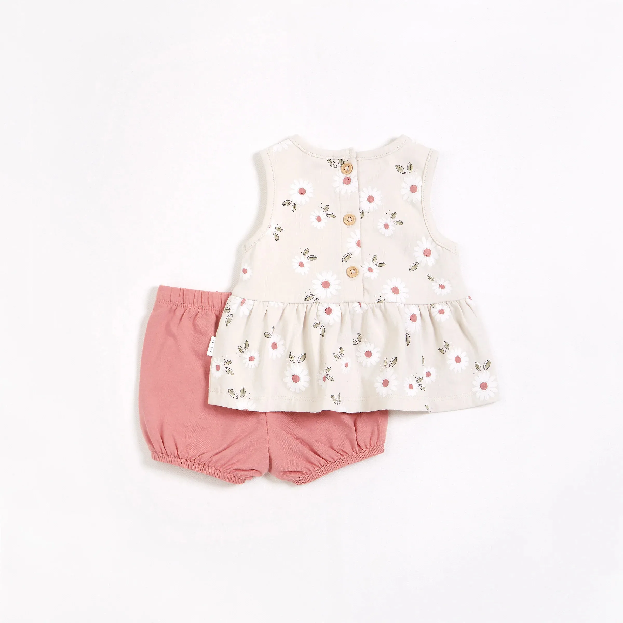 Daisy Print on Crème Peplum Shorts Set | Petit Lem