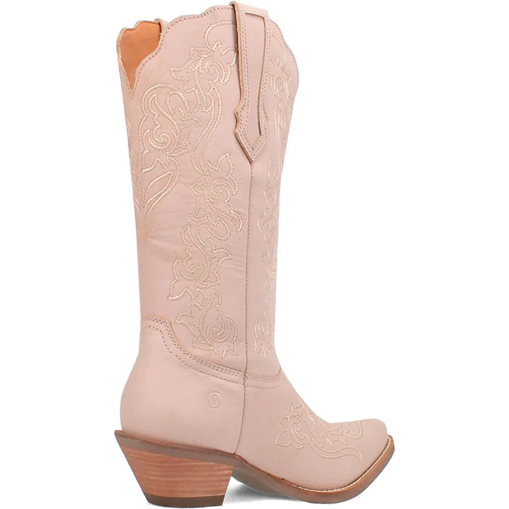 Dingo's Flirty N' Fun White Almond Toe Leather Boots