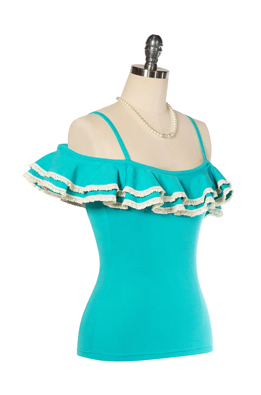 Elysian Flower Brooch Top (Teal)