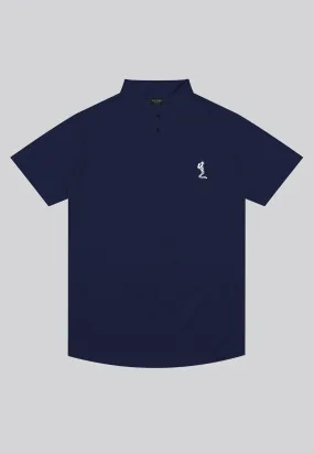 ESSENTIAL CURVED HEM NAVY POLO SHIRT