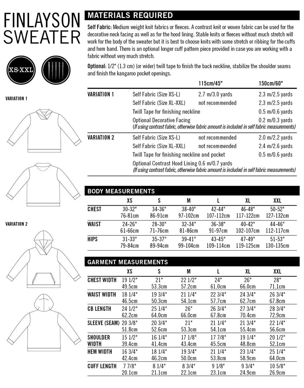 Finlayson Men's Sweater Hoodie Sewing Pattern, Thread Theory