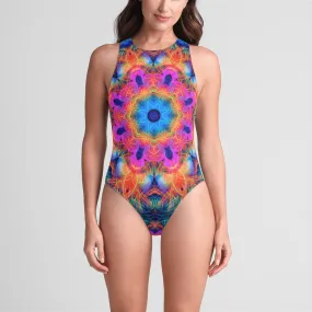 FLOWER SCOPE Zip-Back Swimsuit 