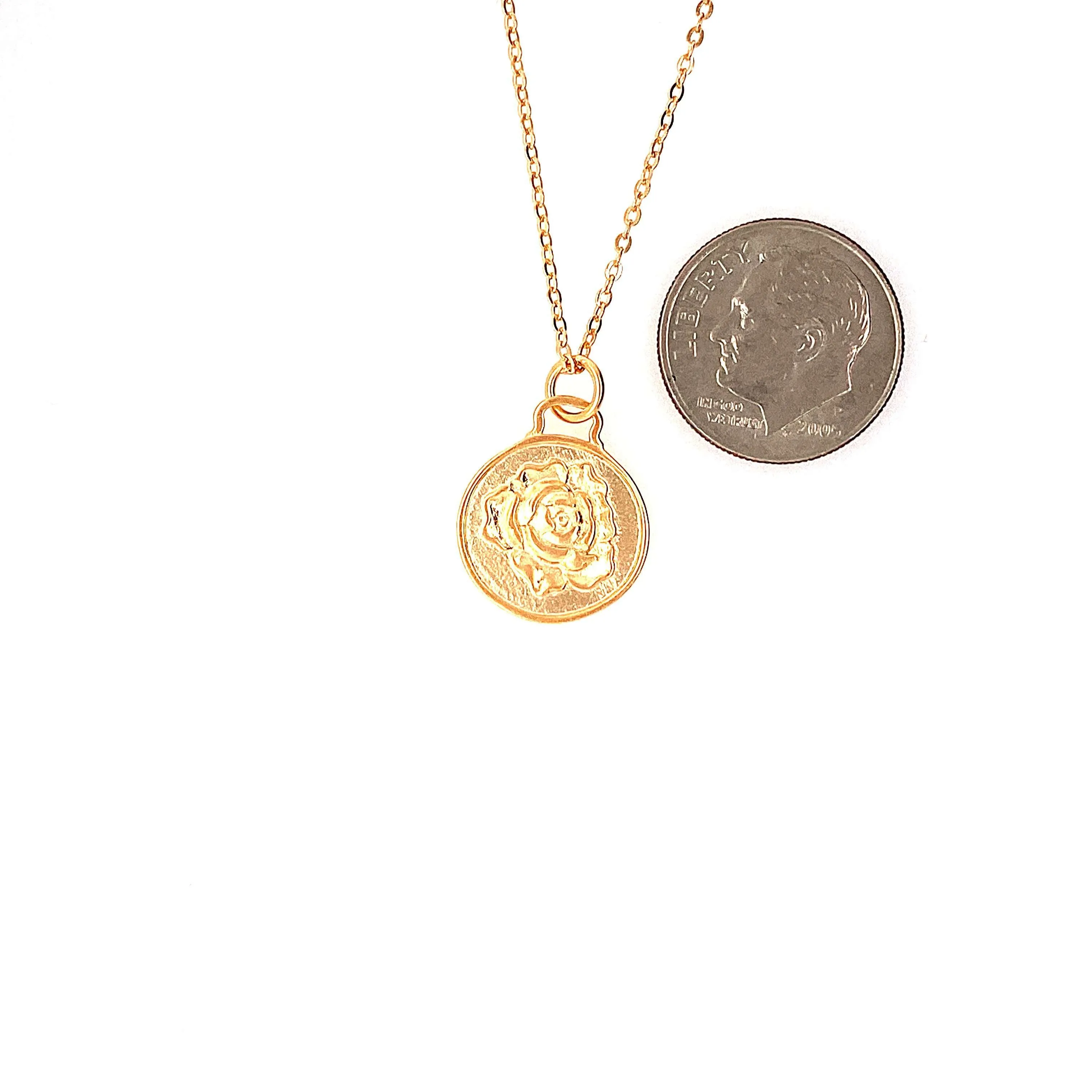 Gold Necklace With Flower Embossed Design