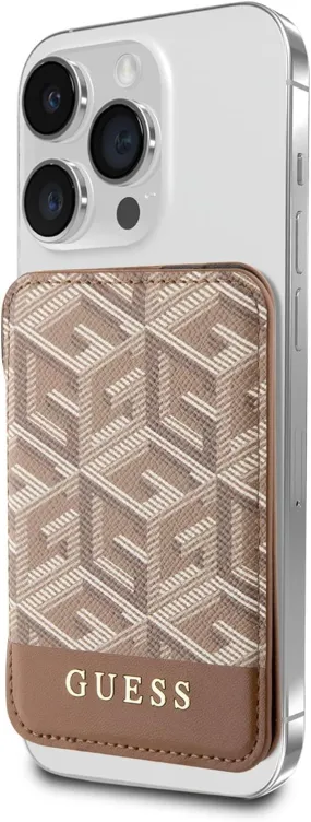 Guess Gcube Stripe Wallet Card Slot Stand Case with MagSafe Brown - GUWMSHGCFSEW