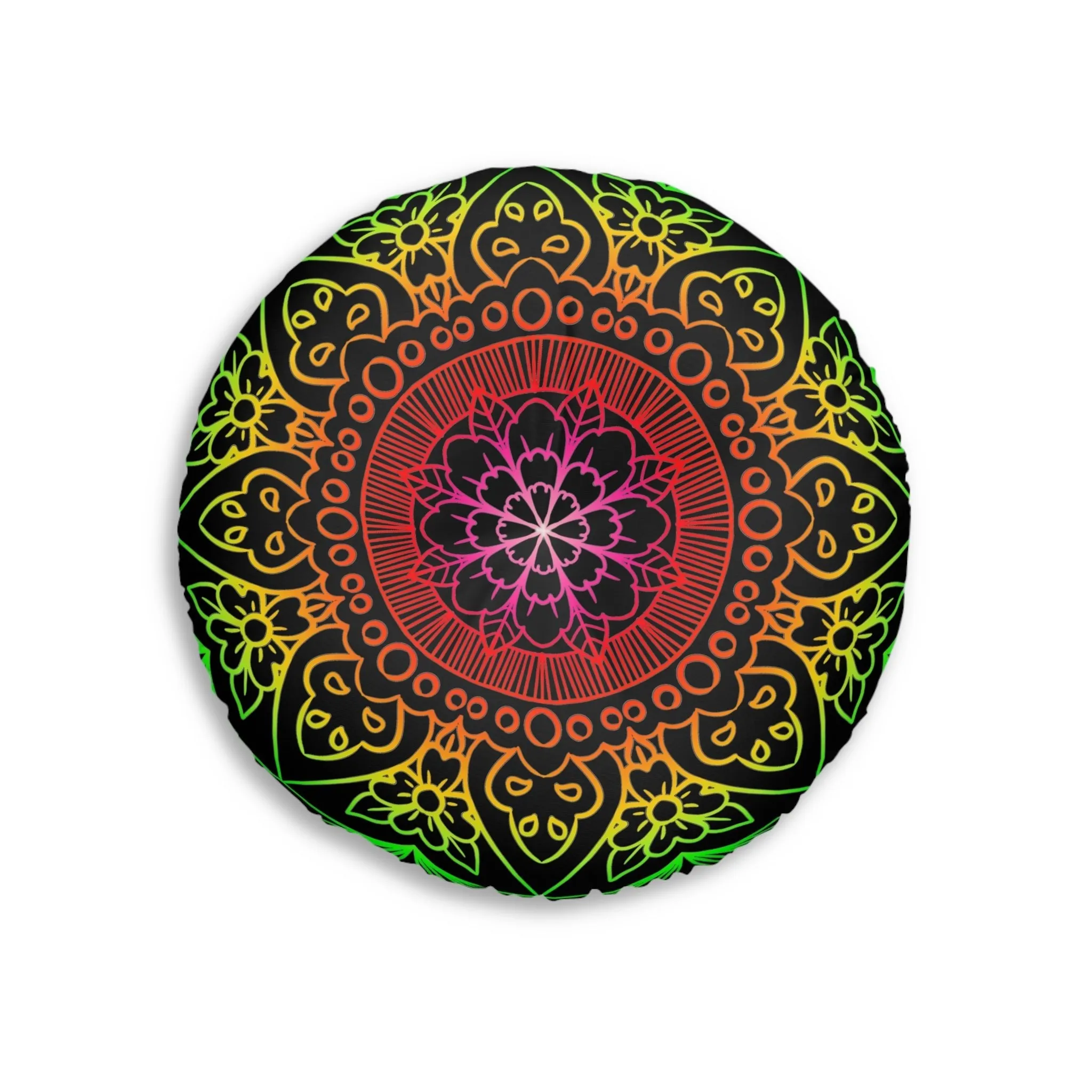 Hand Drawn Mandala Art Design Floor Cushion - Round