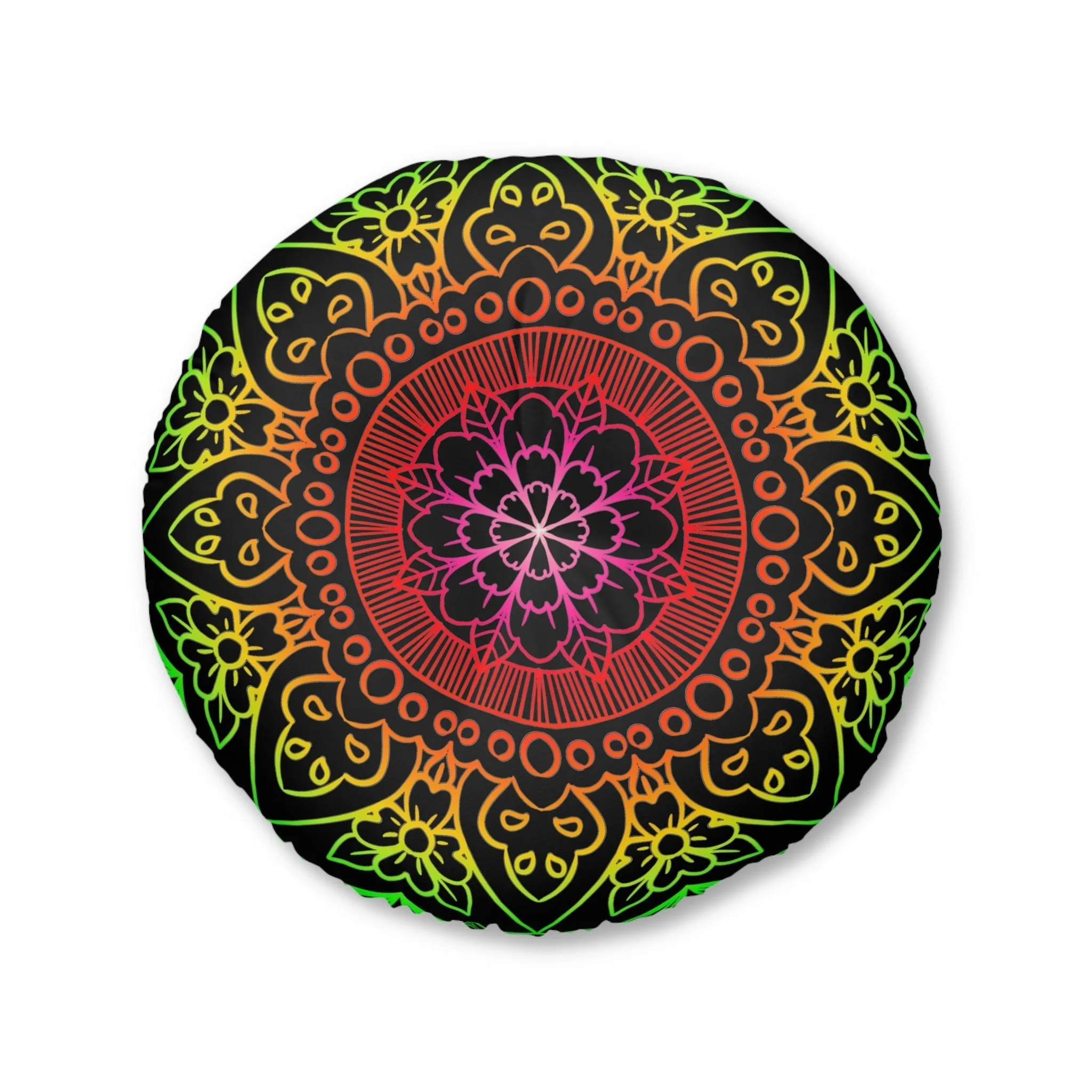 Hand Drawn Mandala Art Design Floor Cushion - Round