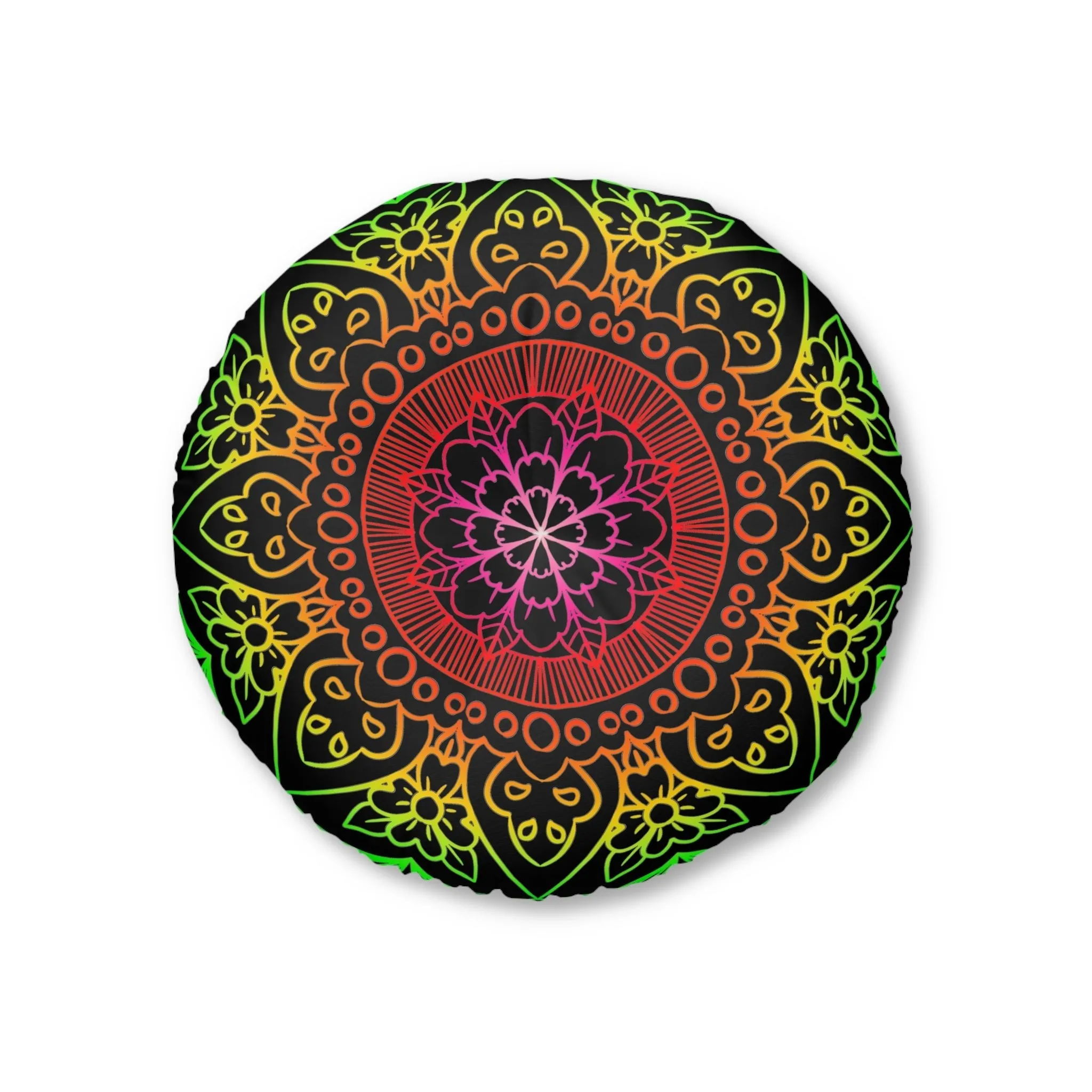 Hand Drawn Mandala Art Design Floor Cushion - Round