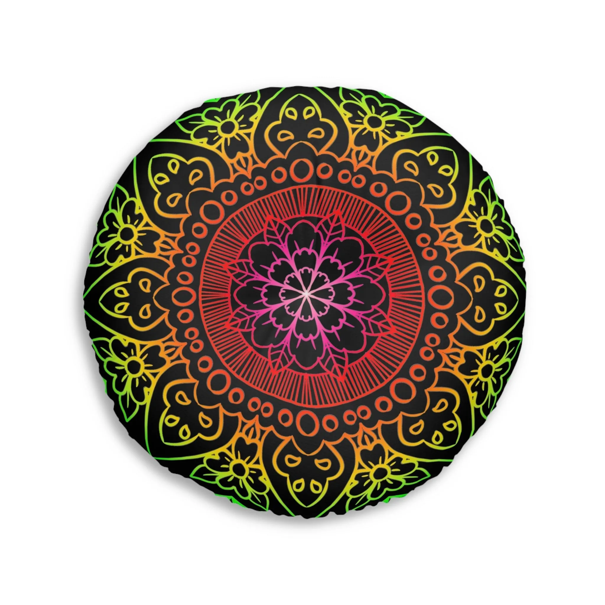 Hand Drawn Mandala Art Design Floor Cushion - Round