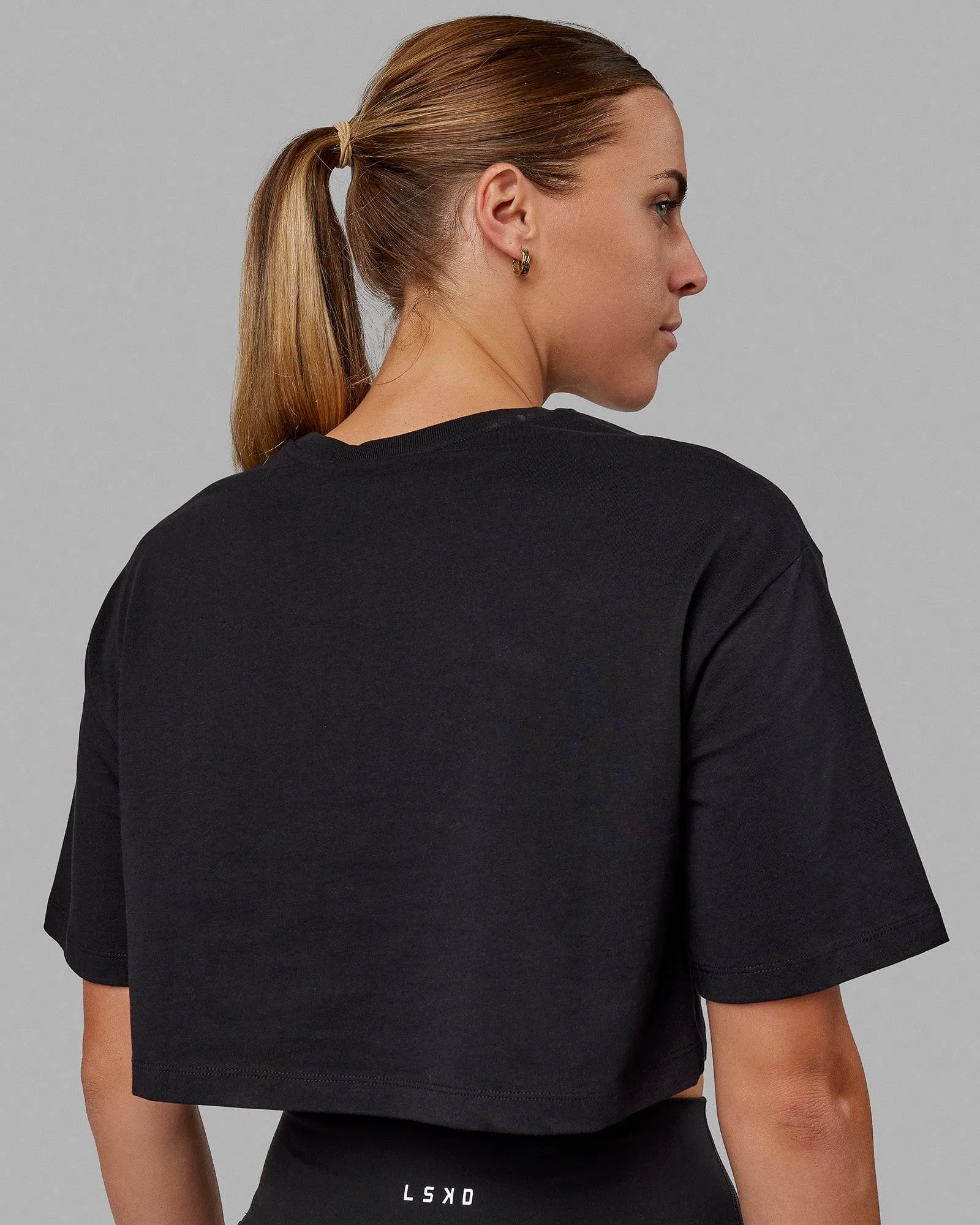 Hustle Cropped Tee - Black