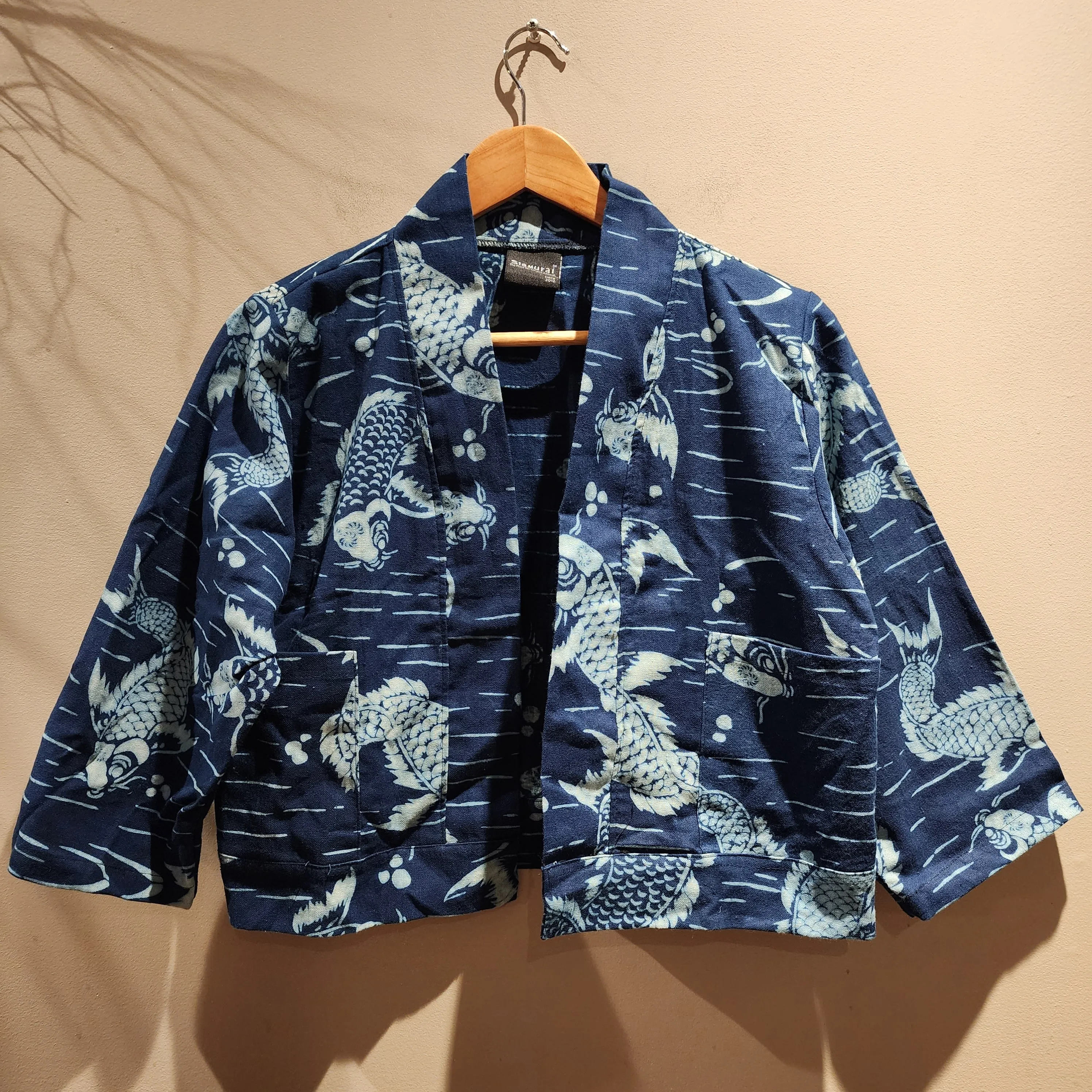 Indigo Big Koi Cropped Top Jacket