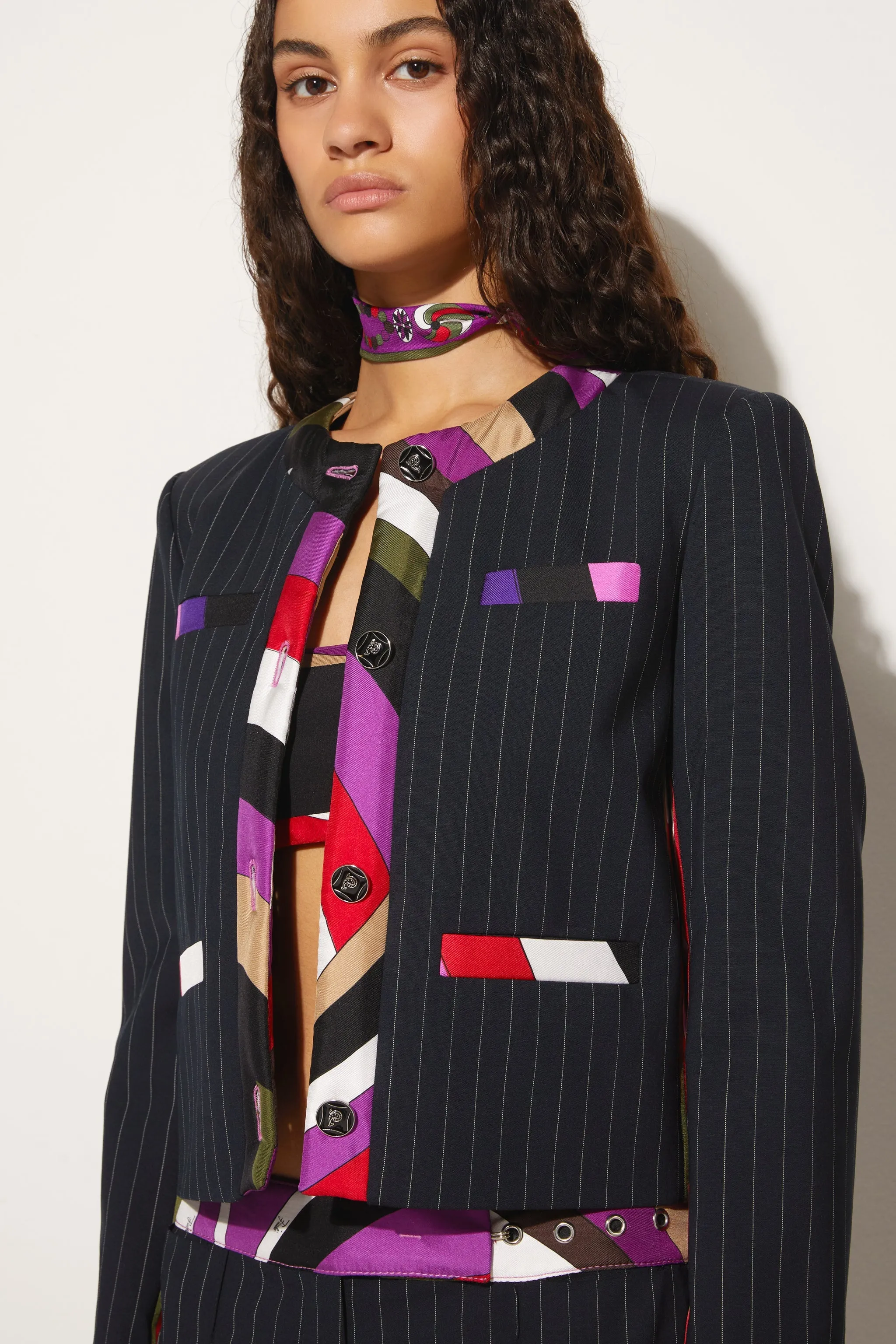 Iride-Print Pinstripe Jacket