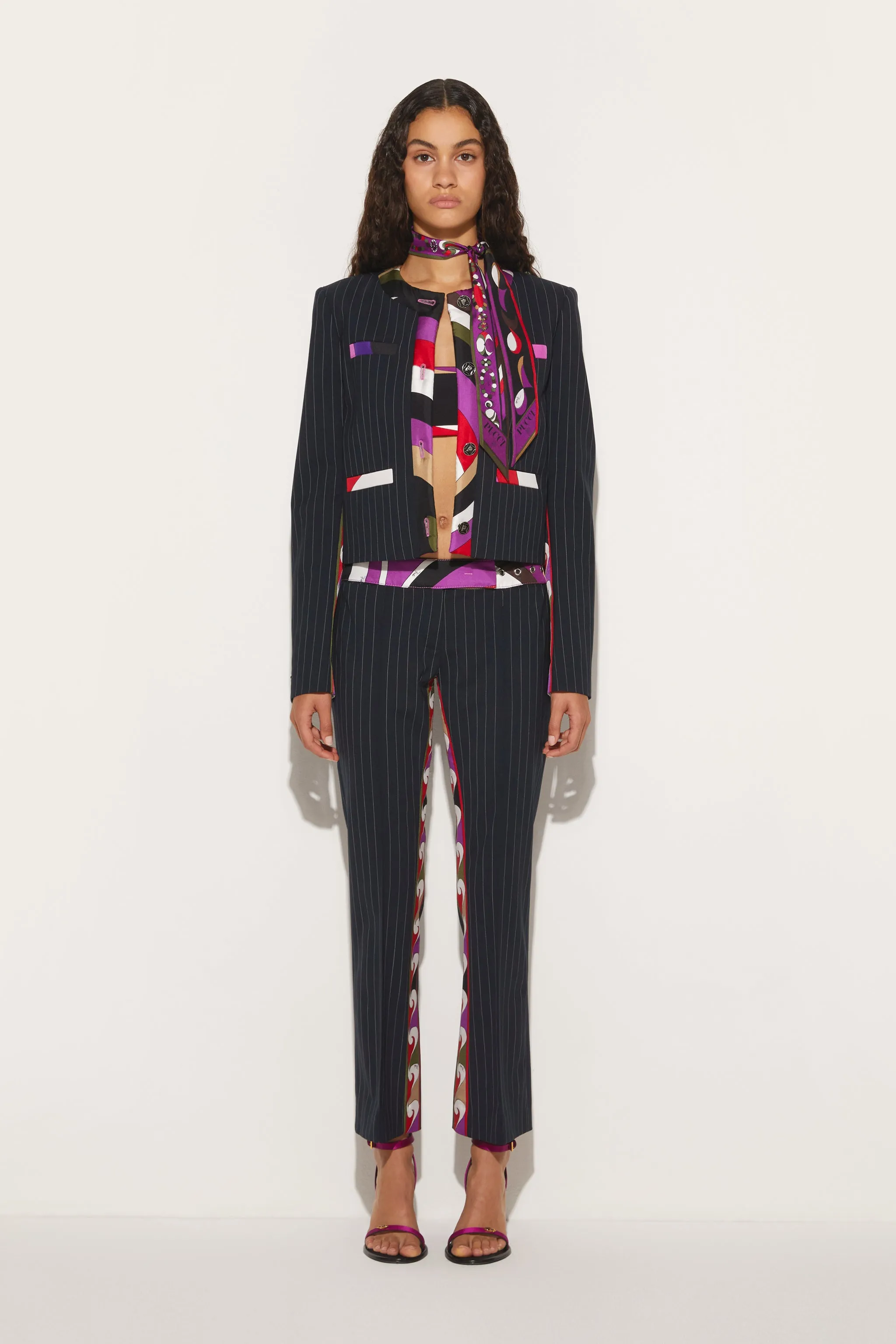 Iride-Print Pinstripe Jacket