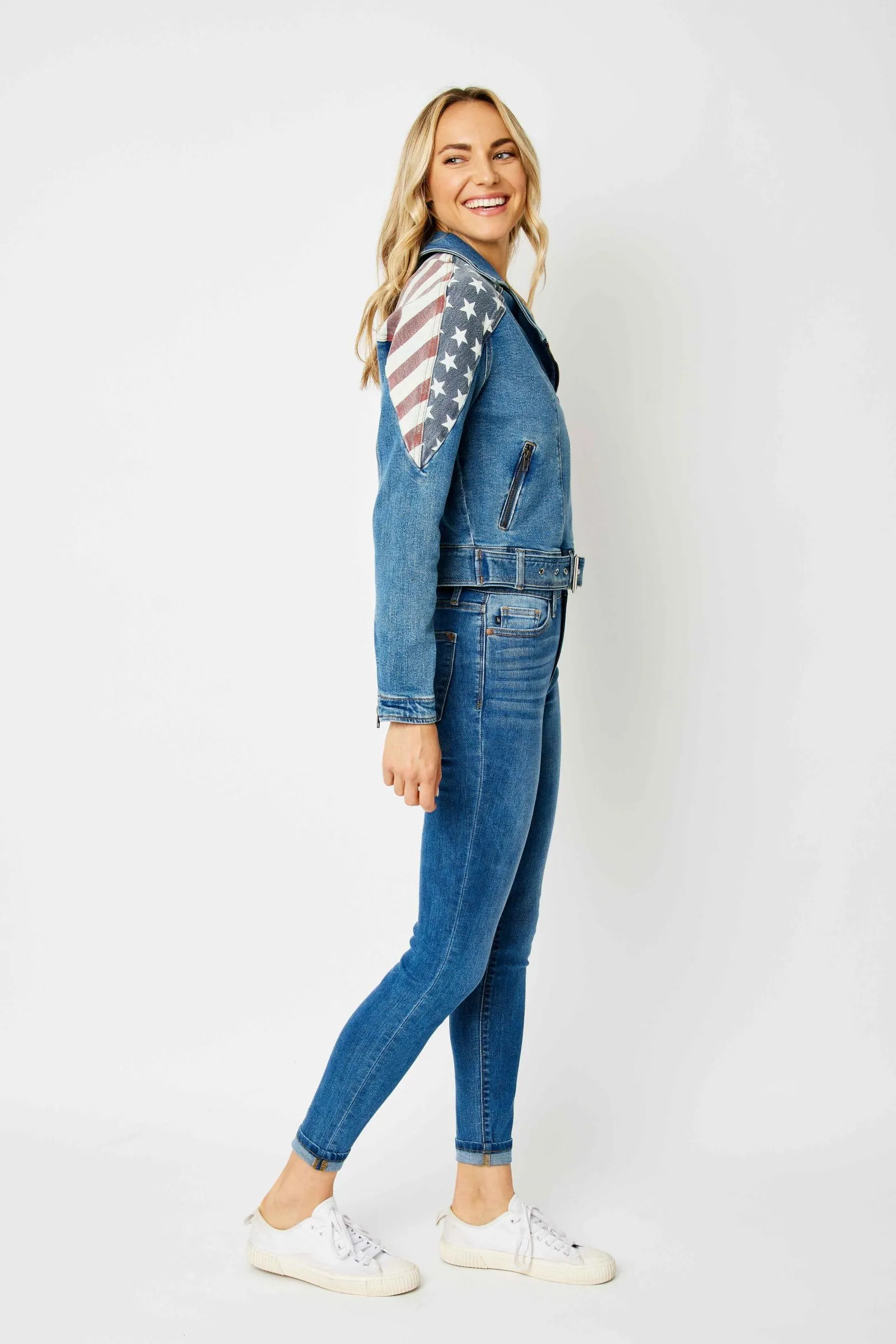 Judy Blue Americana Print Denim Jacket