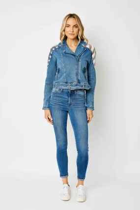 Judy Blue Americana Print Denim Jacket