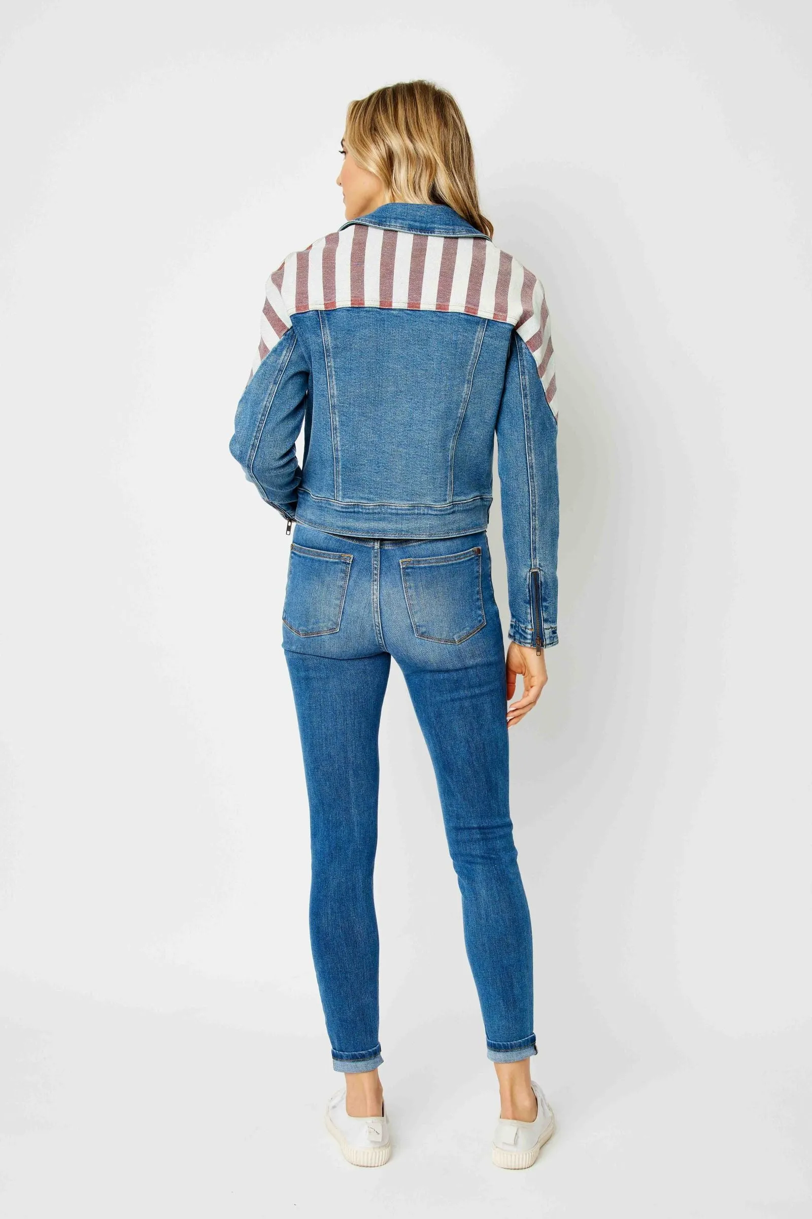 Judy Blue Americana Print Denim Jacket